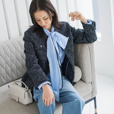 WEB限定 13号】ストレッチツイードミドルジャケット