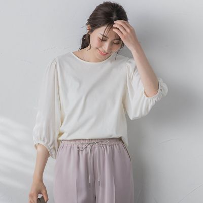 【ＷＥＢ限定】【１１号あり】コットンスムース袖シアーカットソー≪洗濯機で洗える≫