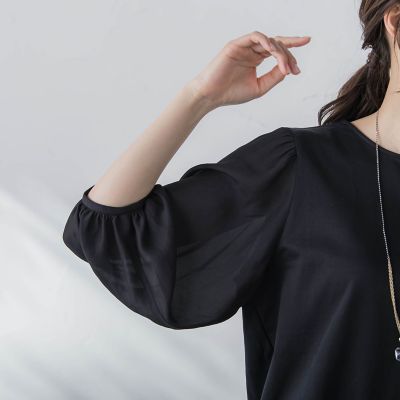 【ＷＥＢ限定】【１１号あり】コットンスムース袖シアーカットソー≪洗濯機で洗える≫