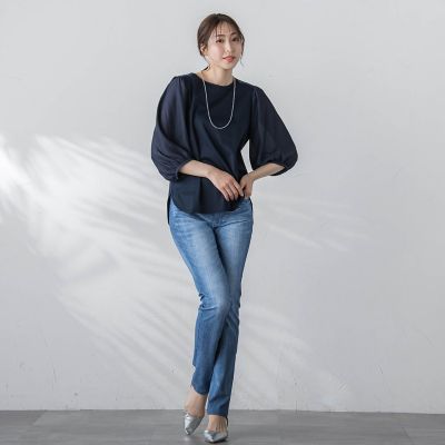 【ＷＥＢ限定】【１１号あり】コットンスムース袖シアーカットソー≪洗濯機で洗える≫