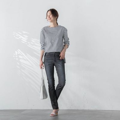 【ＷＥＢ限定】【３サイズ】きれいめボーダーロンＴ≪接触冷感／透湿／ＵＶ／洗濯機で洗える≫