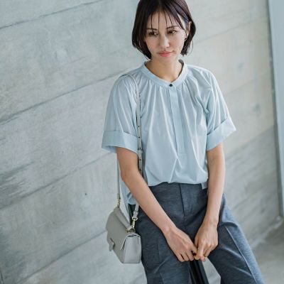 ＜LAUTREAMONT (Women)＞【ＷＥＢ限定】新色追加　接触冷感ブラウスライクリラックスカットソー≪洗濯機で洗える≫
