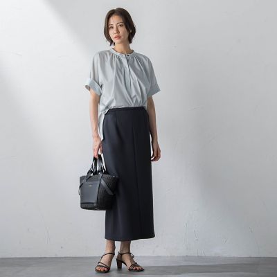 【ＷＥＢ限定】新色追加　接触冷感ブラウスライクリラックスカットソー≪洗濯機で洗える≫