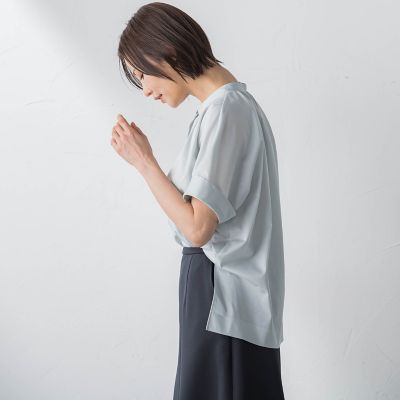 【ＷＥＢ限定】新色追加　接触冷感ブラウスライクリラックスカットソー≪洗濯機で洗える≫