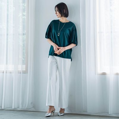 ひんやりシャーリングカットソー≪洗濯機で洗える≫
