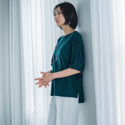 ひんやりシャーリングカットソー≪洗濯機で洗える≫