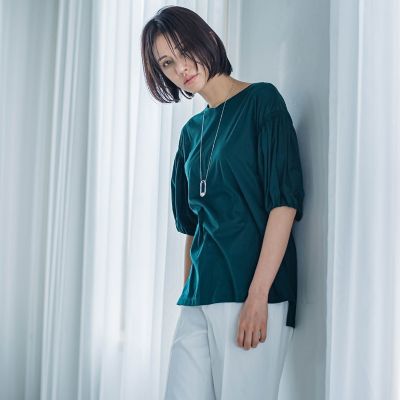ひんやりシャーリングカットソー≪洗濯機で洗える≫