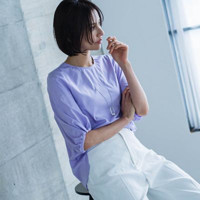 ＜LAUTREAMONT (Women)＞Ｓｏｐｈｉａコットン袖タックカットソー≪洗濯機で洗える≫