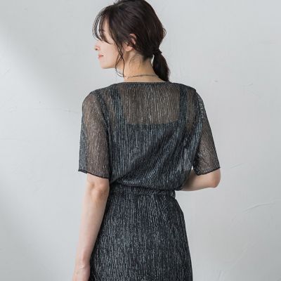 【ＷＥＢ＆一部店舗限定】ラメシアープリーツ半袖カットソー