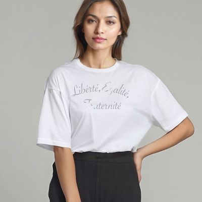 ＜LAUTREAMONT (Women)＞【ＷＥＢ＆一部店舗限定】箔プリントオーバーサイズＴ≪手洗い可能≫