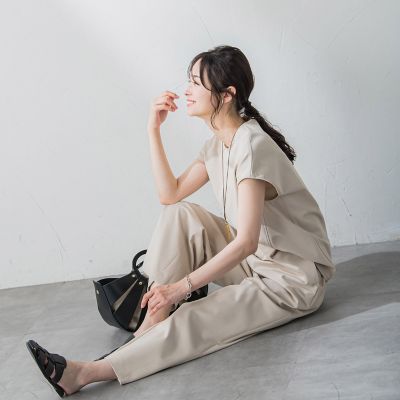 【ＷＥＢ限定】ＵＶカットフレンチスリーブカットソー≪１１号あり／洗える／透湿／セットアップ対応≫