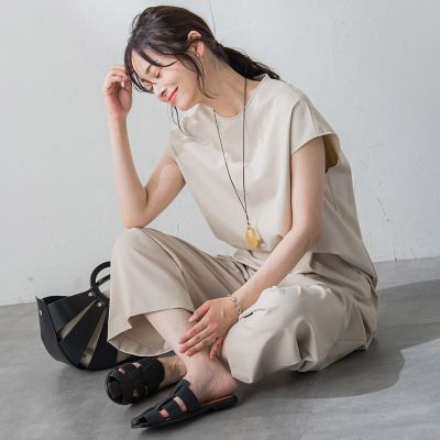 【ＷＥＢ限定】ＵＶカットフレンチスリーブカットソー≪１１号あり／洗える／透湿／セットアップ対応≫