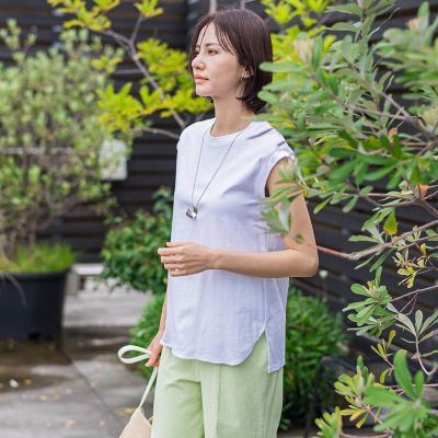【ＷＥＢ限定】コットンスムースノースリトップス≪洗濯機で洗える≫