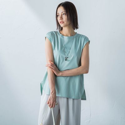 【ＷＥＢ限定】コットンスムースノースリトップス≪洗濯機で洗える≫
