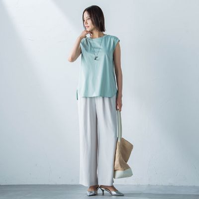 【ＷＥＢ限定】コットンスムースノースリトップス≪洗濯機で洗える≫