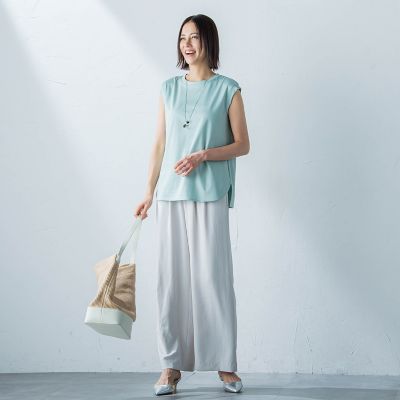 【ＷＥＢ限定】コットンスムースノースリトップス≪洗濯機で洗える≫