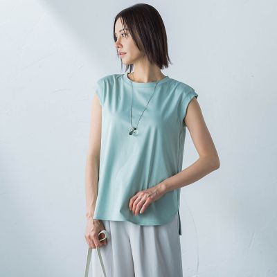 【ＷＥＢ限定】コットンスムースノースリトップス≪洗濯機で洗える≫