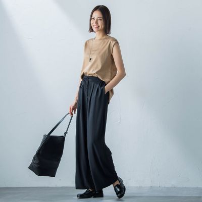 【ＷＥＢ限定】コットンスムースノースリトップス≪洗濯機で洗える≫