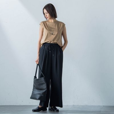 【ＷＥＢ限定】コットンスムースノースリトップス≪洗濯機で洗える≫