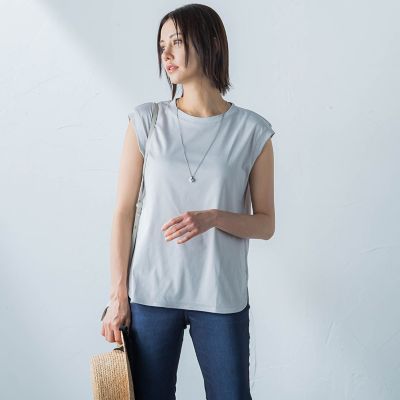 【ＷＥＢ限定】コットンスムースノースリトップス≪洗濯機で洗える≫