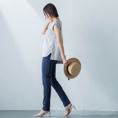【ＷＥＢ限定】コットンスムースノースリトップス≪洗濯機で洗える≫