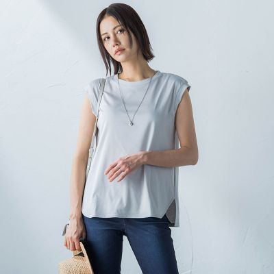 【ＷＥＢ限定】コットンスムースノースリトップス≪洗濯機で洗える≫