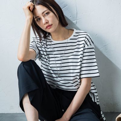 【ＷＥＢ限定】コットンボーダーカットソー≪洗濯機で洗える≫