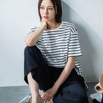 【ＷＥＢ限定】コットンボーダーカットソー≪洗濯機で洗える≫