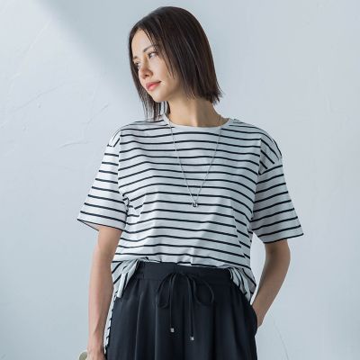 【ＷＥＢ限定】コットンボーダーカットソー≪洗濯機で洗える≫