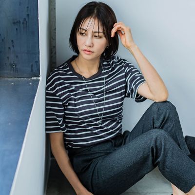 【ＷＥＢ限定】コットンボーダーカットソー≪洗濯機で洗える≫