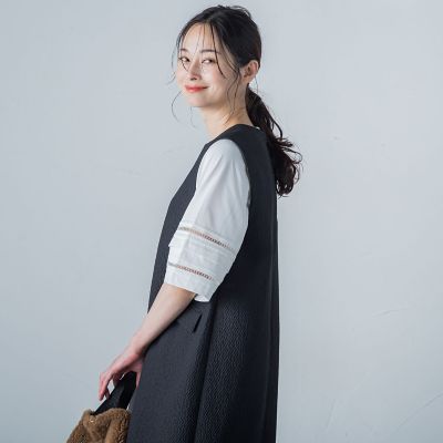 はしごレース５分袖ブラウス≪洗濯機で洗える≫