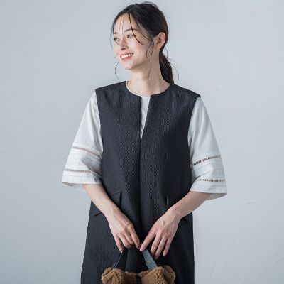 はしごレース５分袖ブラウス≪洗濯機で洗える≫