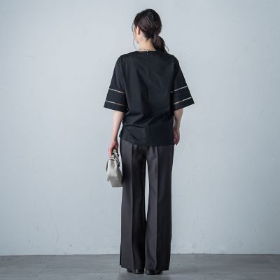 はしごレース５分袖ブラウス≪洗濯機で洗える≫