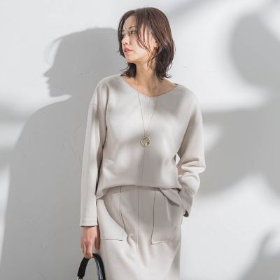LAUTREAMONT (Women)/ロートレアモン 【ＷＥＢ限定】スエードＶネックストレッチカットソー≪セットアップ対応／洗濯機で洗える≫