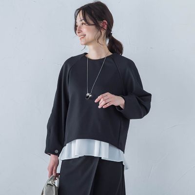 【SALE】LAUTREAMONT (Women)/ロートレアモン フォルムスリーブカットソー&#8810;セットアップ対応/洗濯機で洗える&#8811; 04ブラック トップス【三越伊勢丹/公式】