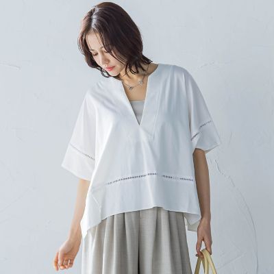 ソフトコットンリブカットソー≪洗濯機で洗える≫