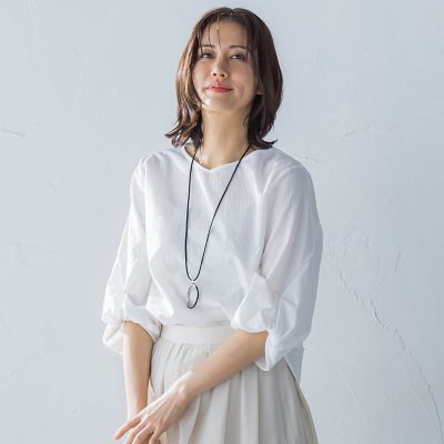 フォルムスリーブＶネックカットソー≪洗濯機で洗える≫