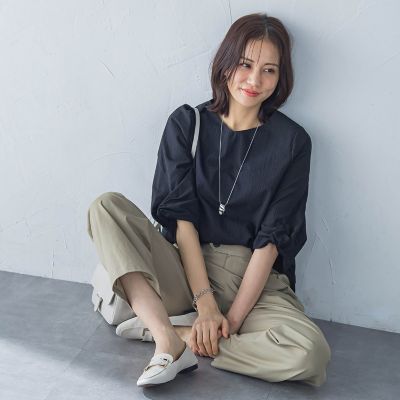 フォルムスリーブＶネックカットソー≪洗濯機で洗える≫