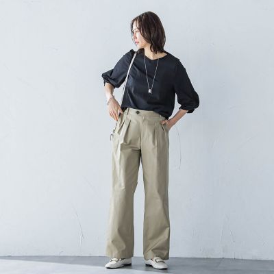 フォルムスリーブＶネックカットソー≪洗濯機で洗える≫