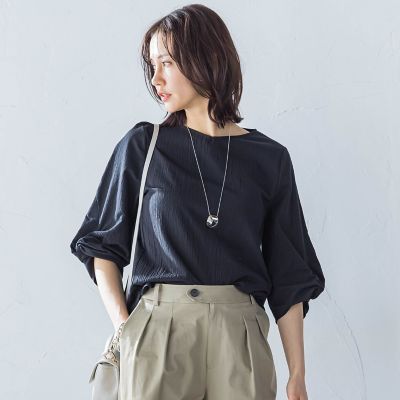 フォルムスリーブＶネックカットソー≪洗濯機で洗える≫