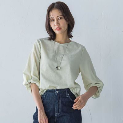 フォルムスリーブＶネックカットソー≪洗濯機で洗える≫