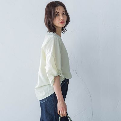 フォルムスリーブＶネックカットソー≪洗濯機で洗える≫