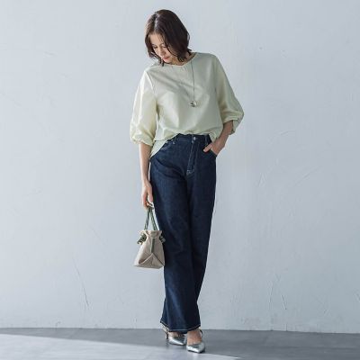 フォルムスリーブＶネックカットソー≪洗濯機で洗える≫