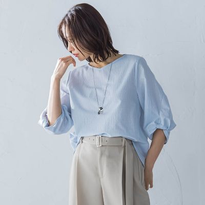 フォルムスリーブＶネックカットソー≪洗濯機で洗える≫