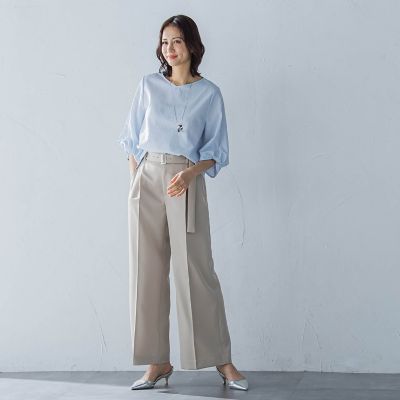 フォルムスリーブＶネックカットソー≪洗濯機で洗える≫