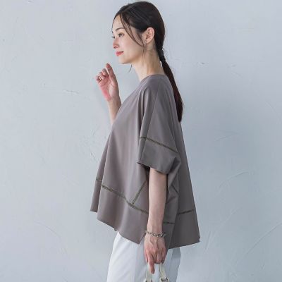 ポンチョシルエットキーホールカットソー≪洗濯機で洗える≫