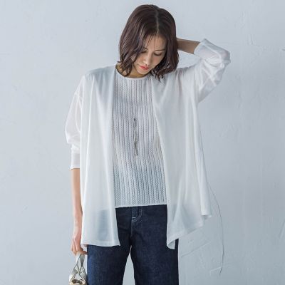 綿麻ラッセルノースリーブカットソー≪手洗い可能≫