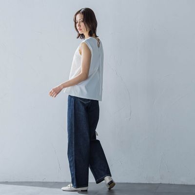 綿麻ラッセルノースリーブカットソー≪手洗い可能≫