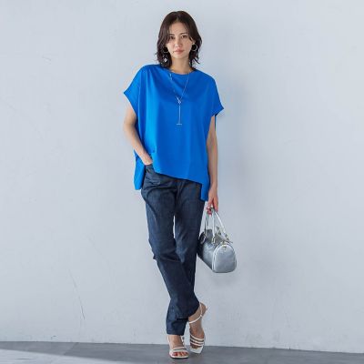 ラウンドヘムフライスカットソー≪手洗い可能≫