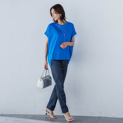 ラウンドヘムフライスカットソー≪手洗い可能≫